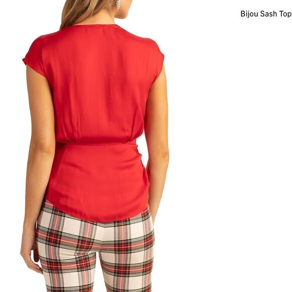 NWT Trina Turk Stunning Ribbon Red Bijou Top Women’s Size 4 - Picture 3 of 5